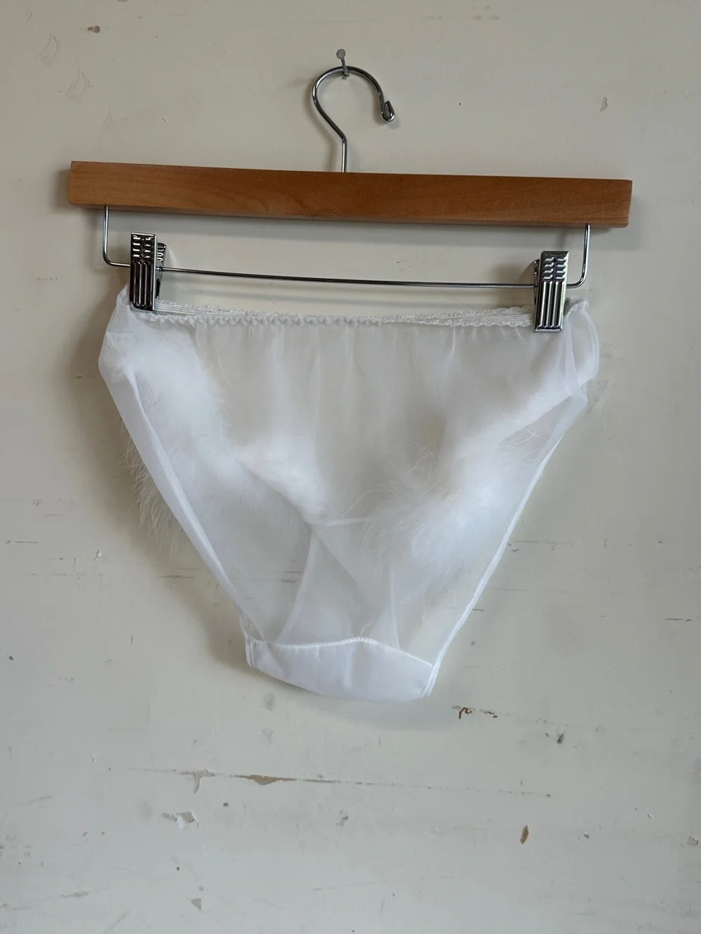 Vintage 60s feather trim babydoll and panties set